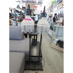2 Floor standing reading lights with glass shades