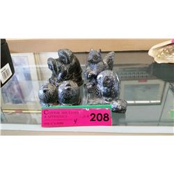4 Carved figurines - "Wolf Sculptures Canada"