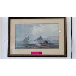 Framed print of a European fishing scene