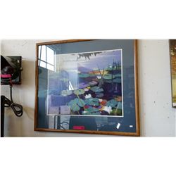 Wood framed Asoma print of water lilies