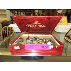 Cigar box of used watches - some vintage