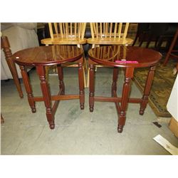 2 Wood end tables - collapse for storage