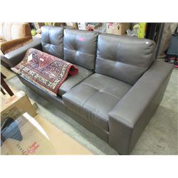 NEW - Grey Leather Sectional Sofa Piece