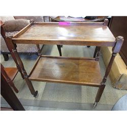 Vintage wood serving cart on casters