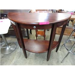 NEW - Half moon hall table with drawer & shelf