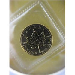 1/20 Gram .9999 Fine Gold 2011 CDN Maple Leaf coin