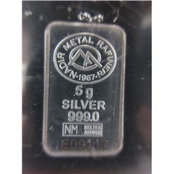 5 Gram .999 Fine Silver bar