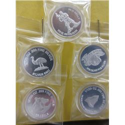 5 x 1/10 oz. .999 Fine Silver Australia Mint round