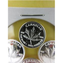 4 x 1 Gram .999 Fine Silver CDN Maple Leaf rounds