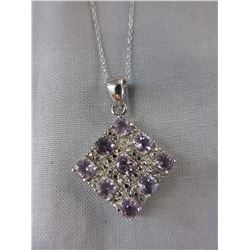 Diamond shaped Amethyst & Diamond necklace