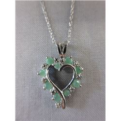 .90 CTW Green Emerald & Diamond necklace