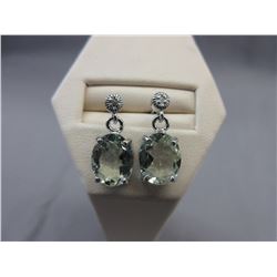 New 4.80 CTW Green Amethyst & Diamond earrings