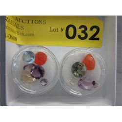 2 Gem jars of 12 assorted cut & colour gemstones