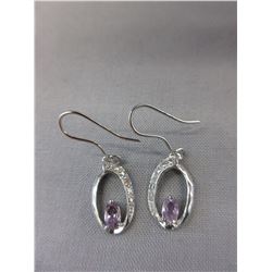 New Amethyst & Diamond French hook earrings