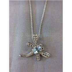 Diamond & Blue Topaz Dragonfly necklace
