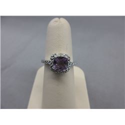 Cushion cut Amethyst & Diamond dinner ring