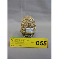 Bejeweled & enameled egg shaped trinket box