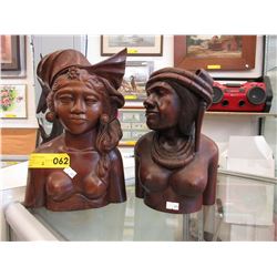 2 Nicely Carved wood busts