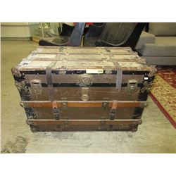 Vintage wood & leather bound trunk