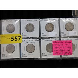 8 Canadian Silver quarters