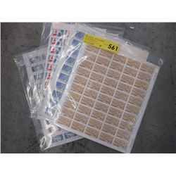 4 Full uncut sheets of Canadian 5 & 6 cent stamps