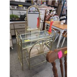 2 Piece brass & glass vanity table-used