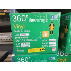 Case of new disposable vinyl gloves  - size S