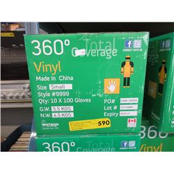 Case of new disposable vinyl gloves  - size S