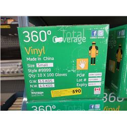 Case of new disposable vinyl gloves  - size S
