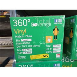 Case of new disposable vinyl gloves  - size S