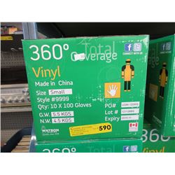 Case of new disposable vinyl gloves  - size S