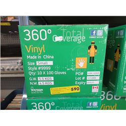 Case of new disposable vinyl gloves  - size S
