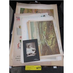 Vintage wood tray prints & other items