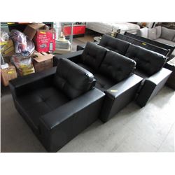 NEW - 3 Piece bonded leather living room suite