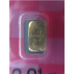 2 x .995 Fine Gold Investor bars - 0.01 gram each