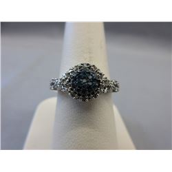 Blue & White Diamond cluster ring