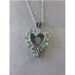 Sterling Silver Emerald & Diamond necklace