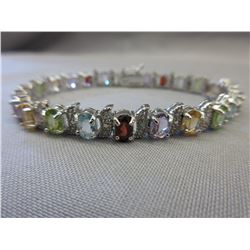 Multi Gemstone & Diamond tennis bracelet