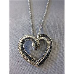 Black & White Diamond heart necklace