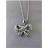 Image 1 : Sterling Silver Diamond studded bow necklace