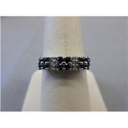 Sterling Silver Diamond & Sapphire cluster ring