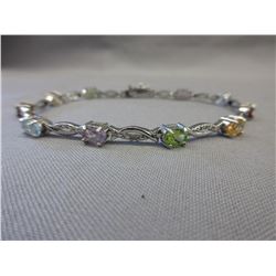 Multi-gemstone & Diamond tennis bracelet