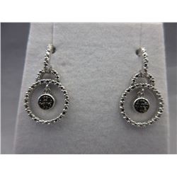 New Sterling Silver Black Diamond dangle earrings