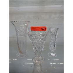 3 Crystal vases & crystal pedestal bowl
