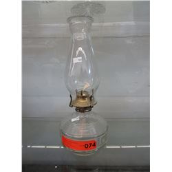 Vintage glass oil lamp with chimney