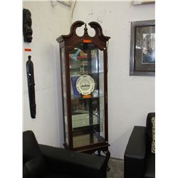 Mirror backed wood & glass display cabinet