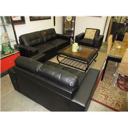 NEW - Black Sofa, Loveseat and Chair