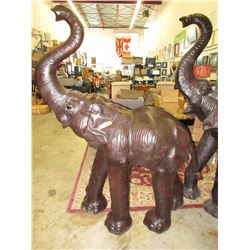 New - 6 Foot Tall Leather Covered Elephant Statue