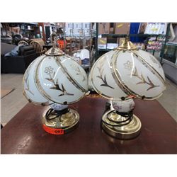 2 Used table lamps with glass shades