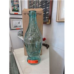 18" Blue glass Coca Cola bottle